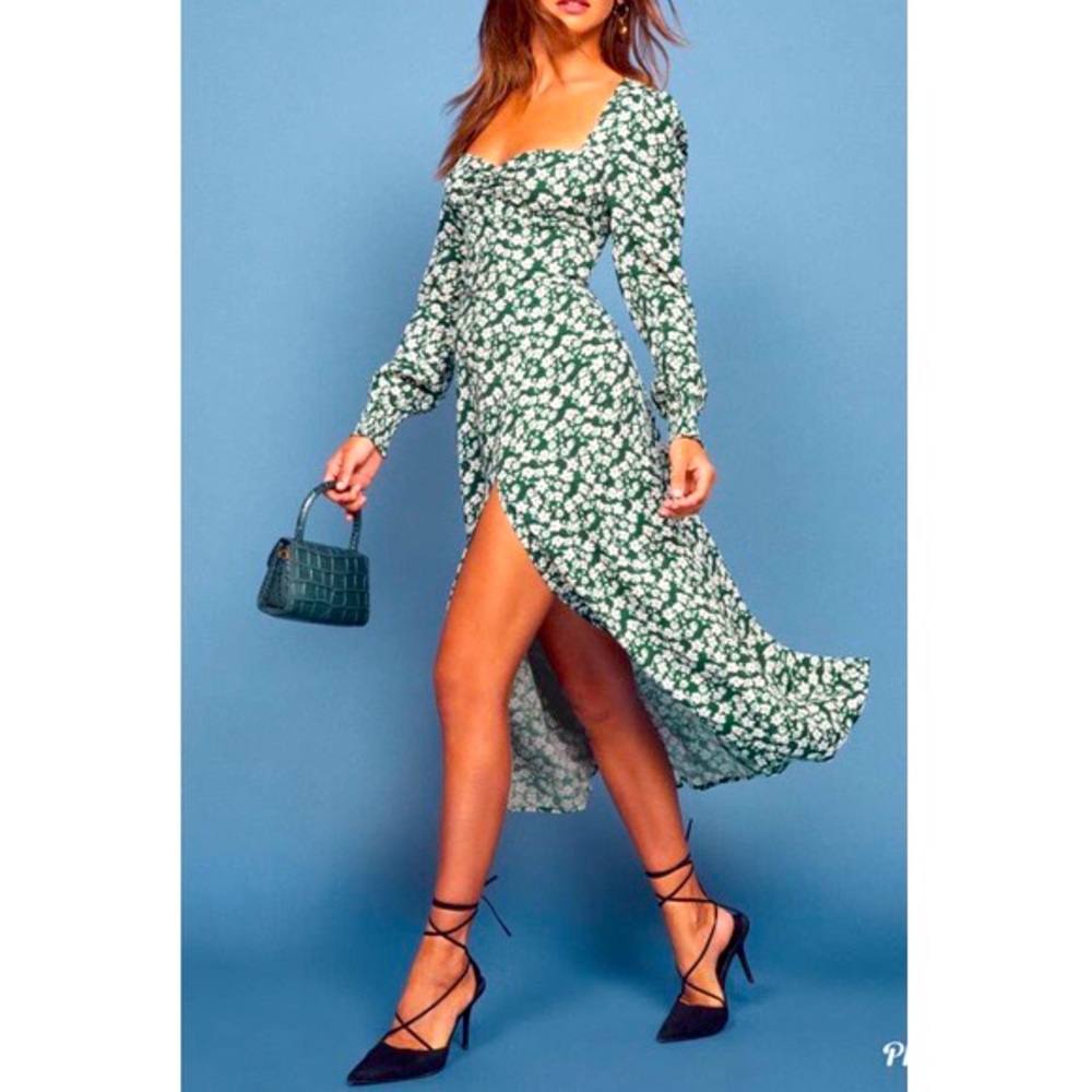 Reformation Hunt Wallflower Long Sleeve Midi Dress